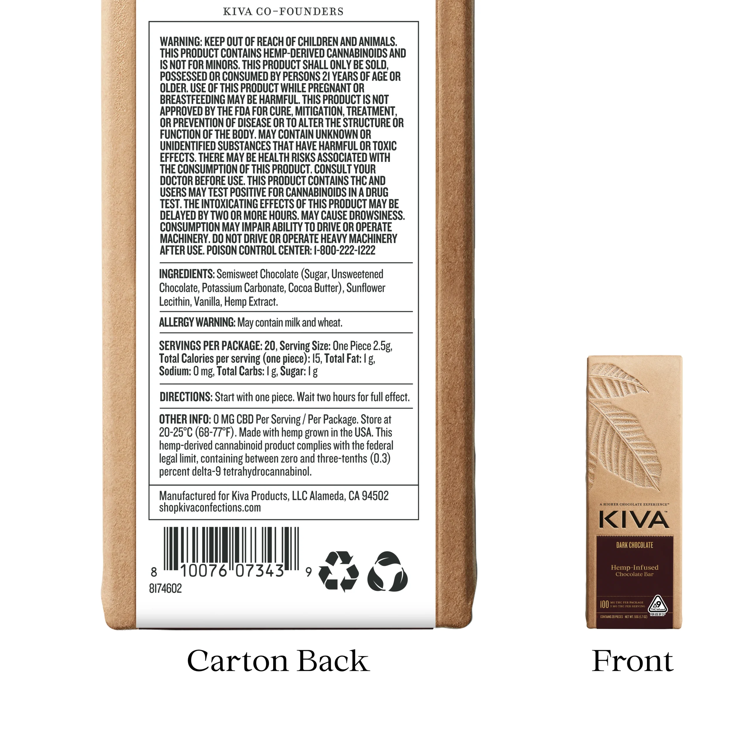Kiva Dark Chocolate Bar 100mg - Image 3